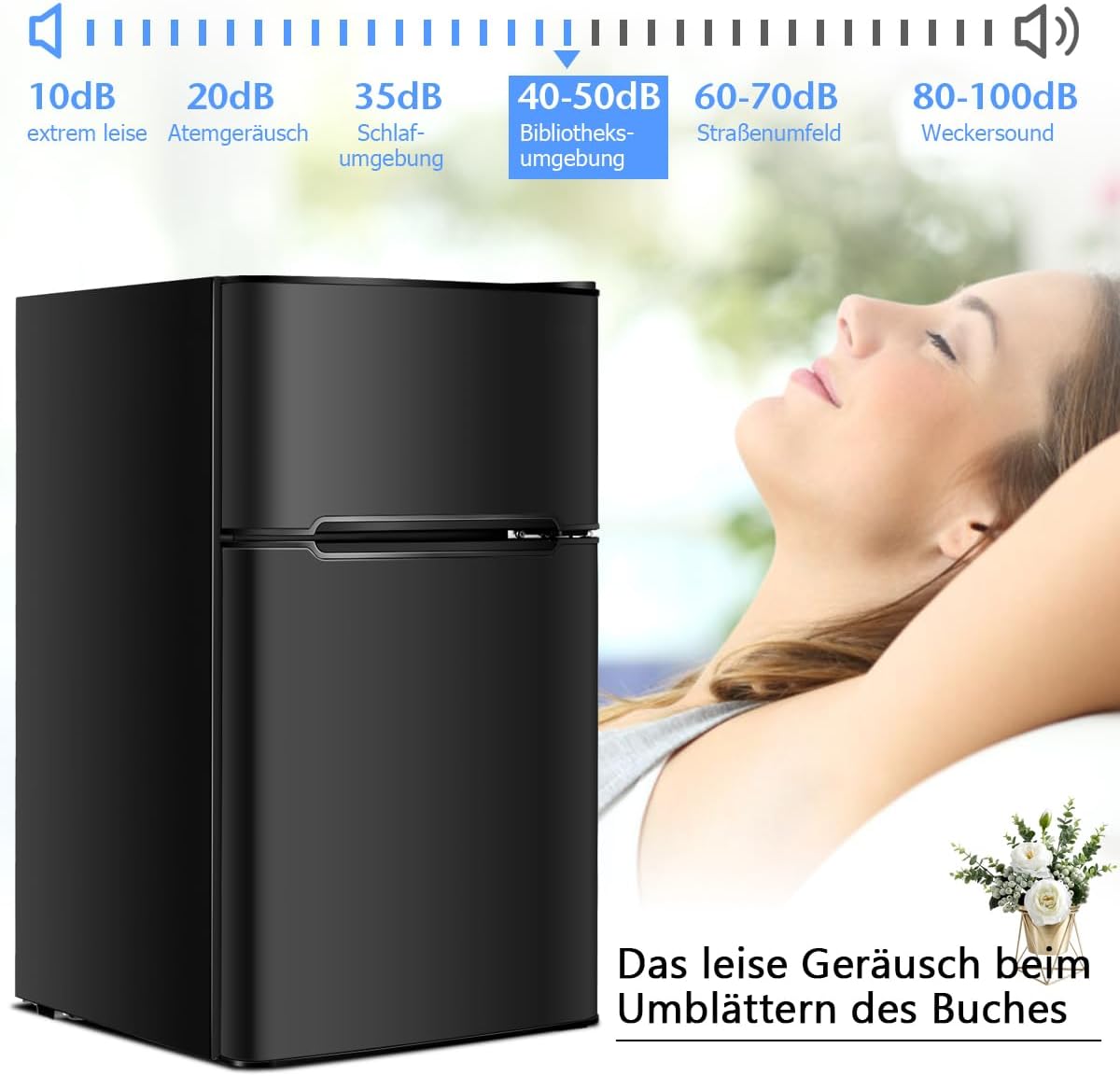 GOPLUS Frigorifero con congelatore - Combinazione frigo-congelatore / Capacità totale 90L, vano congelatore 27L / Termostato regolabile / Illuminazione interna a LED / Cerniera porta reversibile (Bianco)