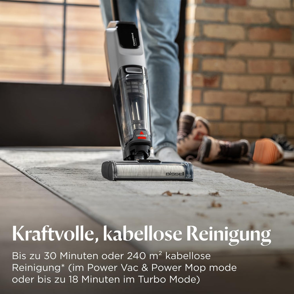 BISSELL CrossWave OmniForce, Kabelloser Nass Trockensauger, Saugen & Wischen in Einem oder nur Saugen Modus, Nasssauger mit Hoher Leistung, Waschsauger, Saugwisher, 240m Mehrflchenreinigung, 3912N