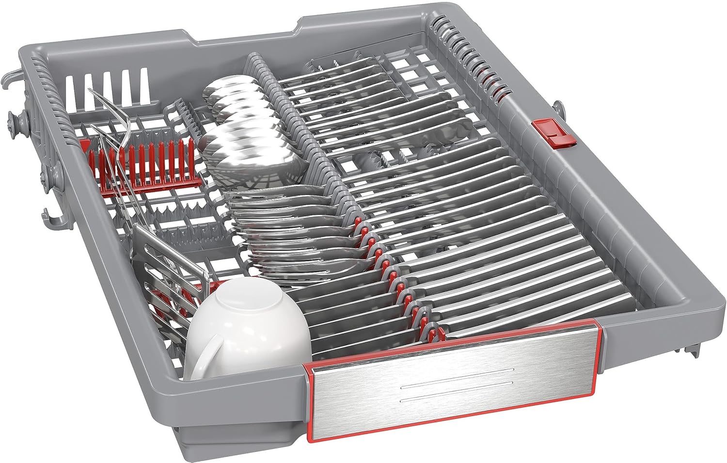 Bosch SPV2IKX10E Serie 2 Lavastoviglie smart a scomparsa totale, larghezza 45 cm, Cestello posate, Extra Asciugatura con la pressione di un pulsante, InfoLight punto luce rosso sul pavimento, AquaStop protezione dai danni causati dall'acqua, Bianco