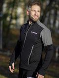 Herren Winter Fleece Laufshirt Langarm Thermo Running Sweatshirt Pro Line Schwarz Grau