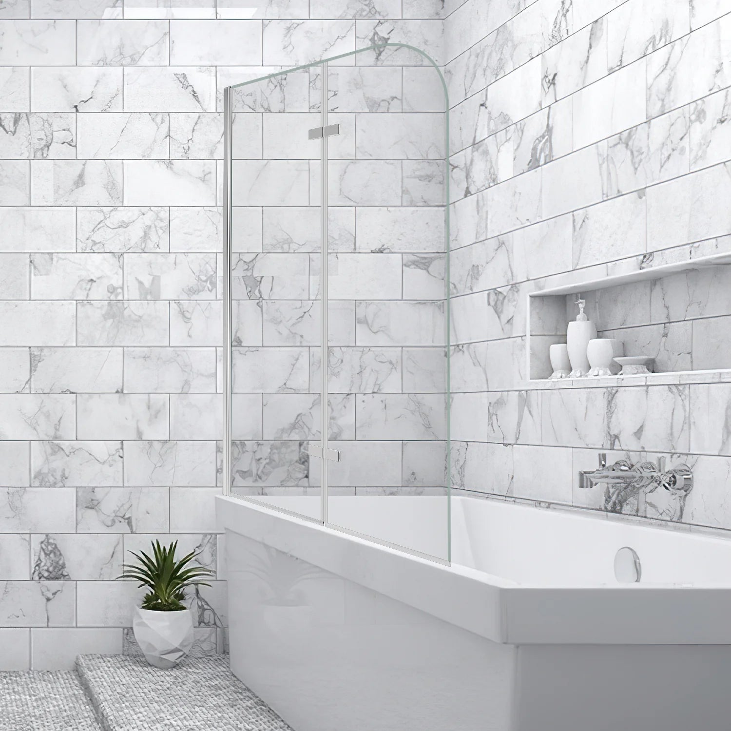 Sonnewelt Duschwand für badewanne Faltbare Glas Duschtrennwand