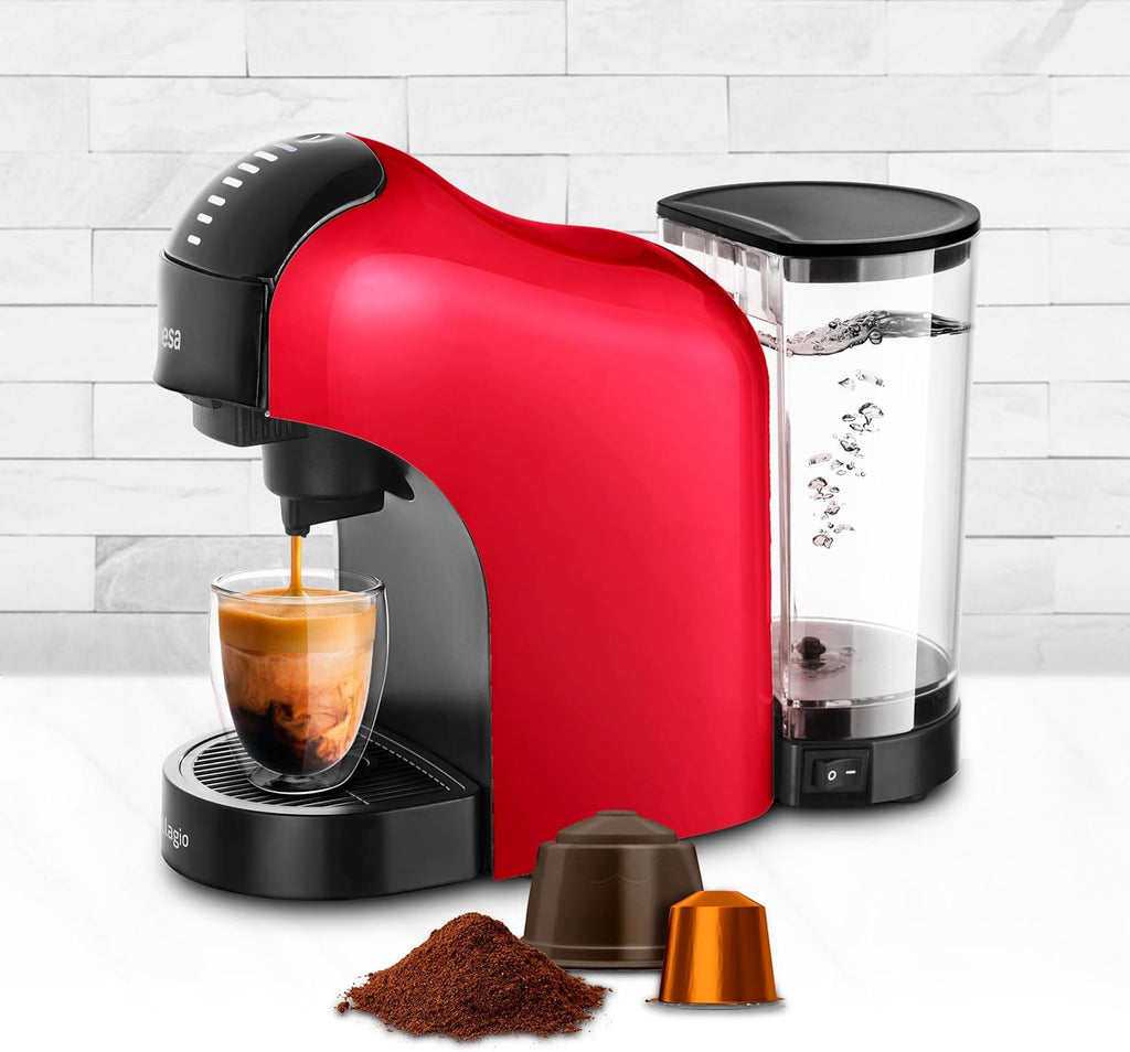 Ufesa Bellagio 3-in-1 Multi-Capsule Coffee Machine for Nespresso Original Capsule, Dolce Gusto or Ground Coffee, Digital Touch Panel with 7 Levels, 1 L Water Tank, 1400 W, 15 Bar Pressure, Compact