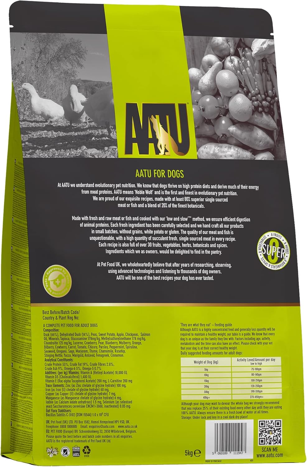 AATU Cibo Secco per Cani, Cibo Secco per Cani 80/20 con Pollo, Cibo per Cani Senza Cereali ad Alto Contenuto Proteico, Alimento Naturale per Cani Adulti di Tutte le Razze, 1,5 kg