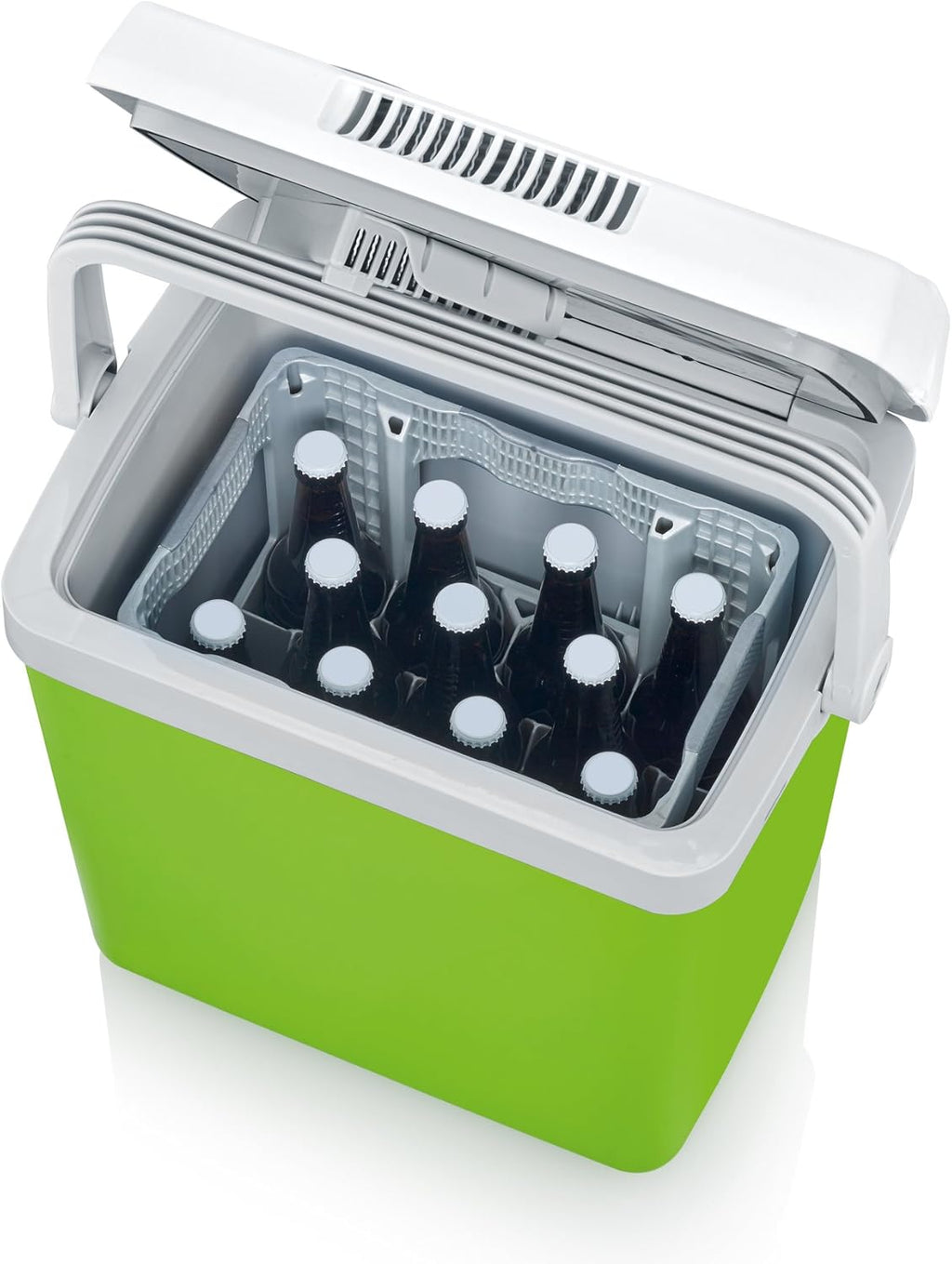 SEVERIN Electric Cool Box with a Cooling and Warming Function, 20 L, Incl. 2 Connections: 220 - 240 V / 12 V DC, KB 2922, Green-Grey, With additional USB connection, 28 l