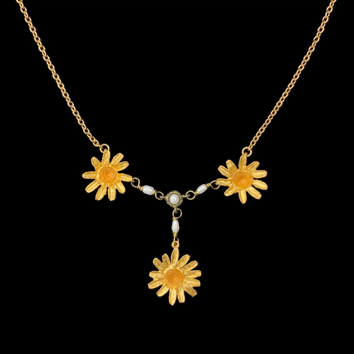 Gelber Sterntaler Collier - Zierlich mit Perlen