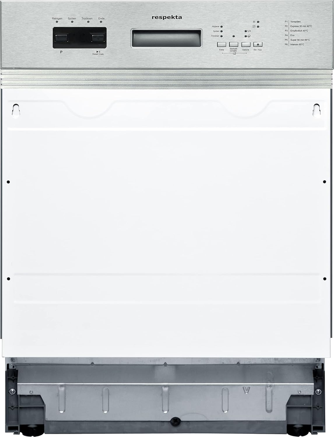 Respekta Geschirrspüler teilintegriert 60 cm/Einbau-Spülmaschine mit flexiblen Besteckkorb / 6 Programme/Startzeitvorwahl / 12 Maßgedecke / GSP60TIDV / besonders leise 49 dB