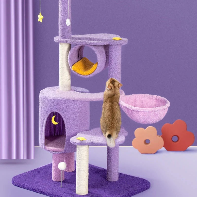 MOON Kratzbaum – Vielseitiger Katzenbaum mit Kratzstangen und Kuschelhhlen