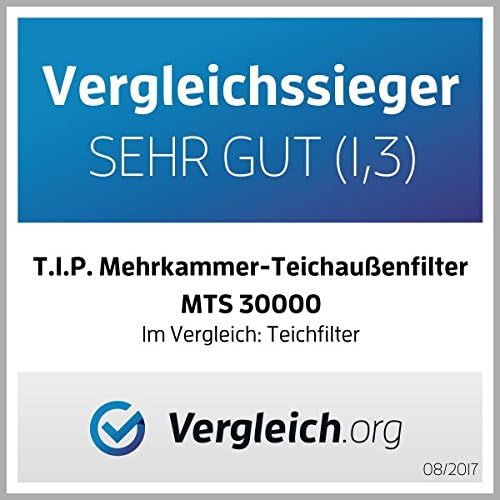 T.I.P. Teichfilter - Teichaußenfilter-Set (20.000 l Teichvolumen, Wet-and-Dry Technologie, UV-C 18 W, Filterbehälter 70 l, inkl. Pumpe, UV-C Strahler, Schläuche, Filtermaterial) WDF 20000 UV 18, 30285