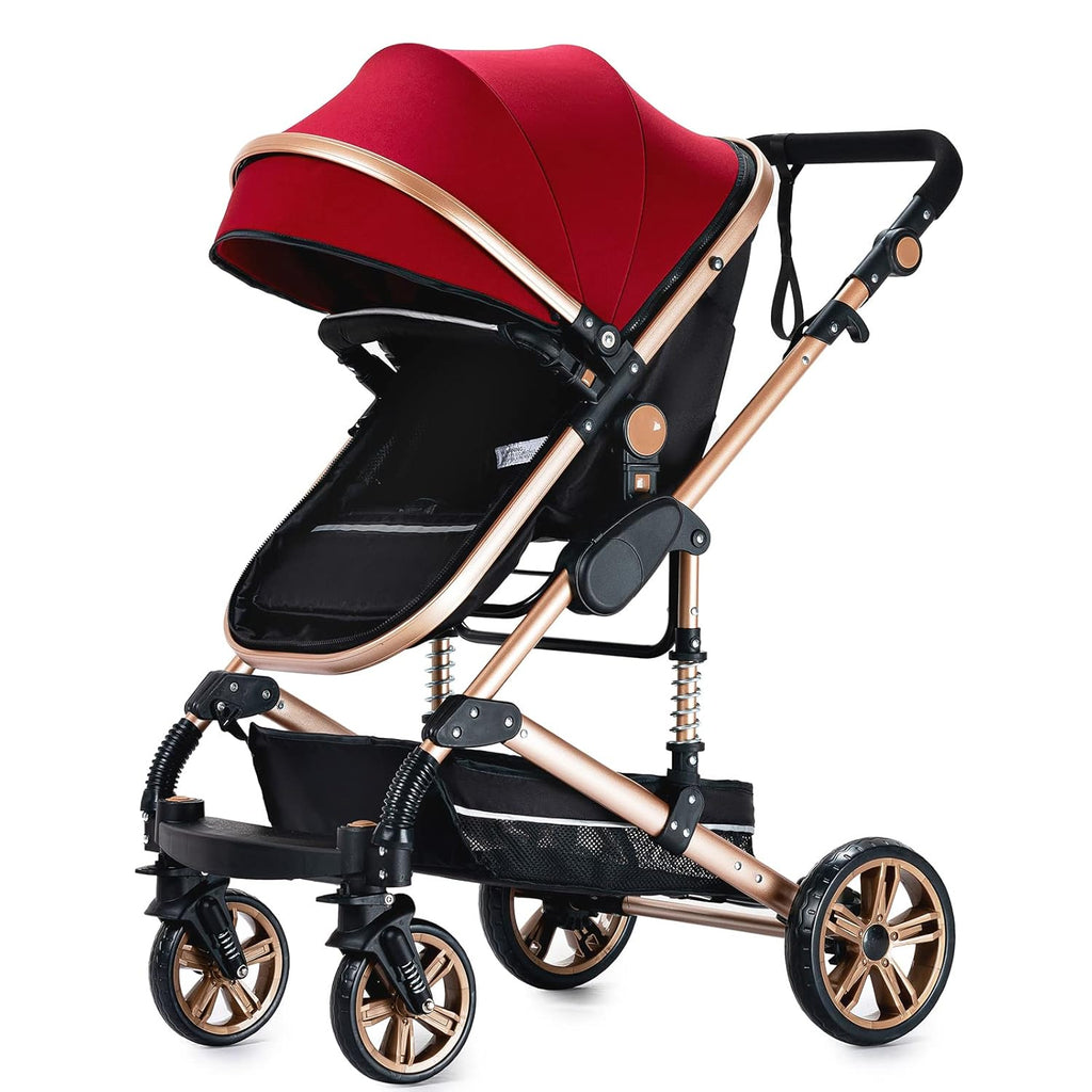Sianldcone Passeggino 3 in 1, Set Passeggino con Tessuti di Alta Qualità, Sistemi di Viaggio con Spinta Reversibile, Passeggino Combinato a Vista Aperta Set Completo 3 in 1 (V9 Cachi)