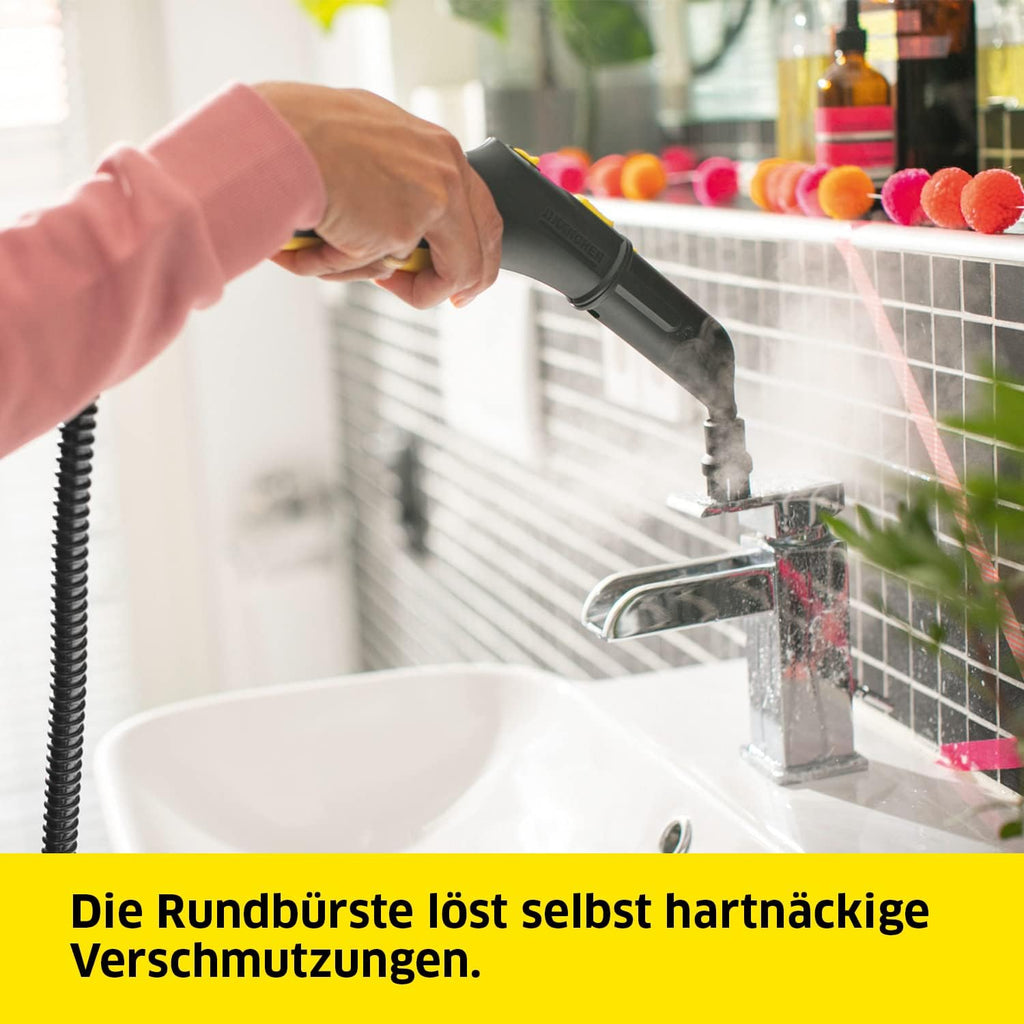 Pulitore a vapore Kärcher SC 5 EasyFix con funzione VapoHydro, pressione vapore: 4,2 bar, tempo di riscaldamento: 3 min., superficie: ca. 150 m², serbatoio: 0,5 l + 1,5 l, incl. kit per la pulizia dei pavimenti EasyFix e ugelli