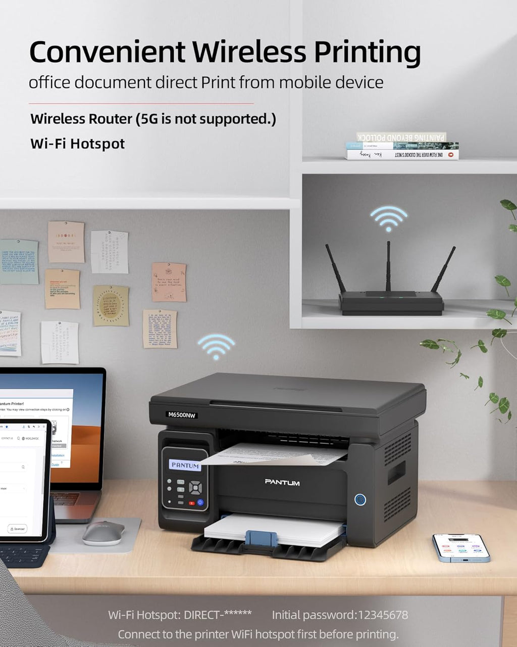 PANTUM M6500NW Multifunktions-Laserdrucker,Drucker Scanner, Kopierer(WLAN, App, Airprint, A4, Schwarz-weiß-Drucker)
