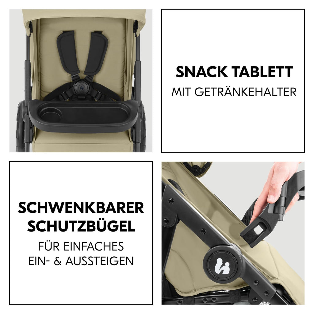 hauck Set Trio 3in1 Shop N Care con Passeggino, Navicella, Seggiolino Auto dalla nascita fino a 22 kg, Chiusura Compatta, Reclinabile, Portabicchieri & Vassoio, Protezione UV 50+ (Grey)