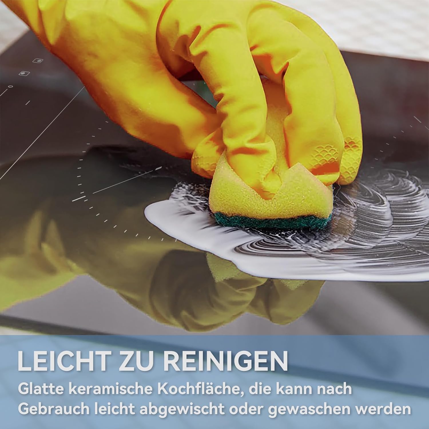Induktionskochfeld 60cm, Eingebautes Schwarzes elektrisches Kochfeld, mit 4 Kochzonen, 9 Leistungsstufen, Geeignet für Eisen- und Edelstahltpf