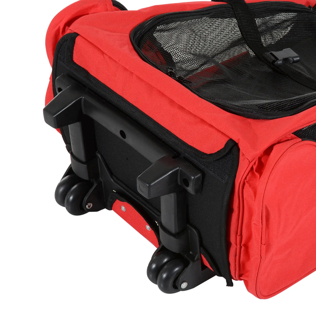 PawHut Hundetrolley Tragetasche 2in1 Rucksack mit Rollen höhenverstellbar