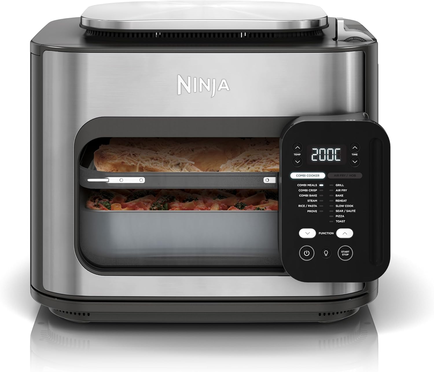 Ninja Combi 12-in-1 Multicooker, Forno e Friggitrice ad aria, 12 funzioni di cottura, Preparazione con Air Fryer e Grill in 15 min*, con teglia, padella, griglia, ricettario, Grigio, SFP700EU.