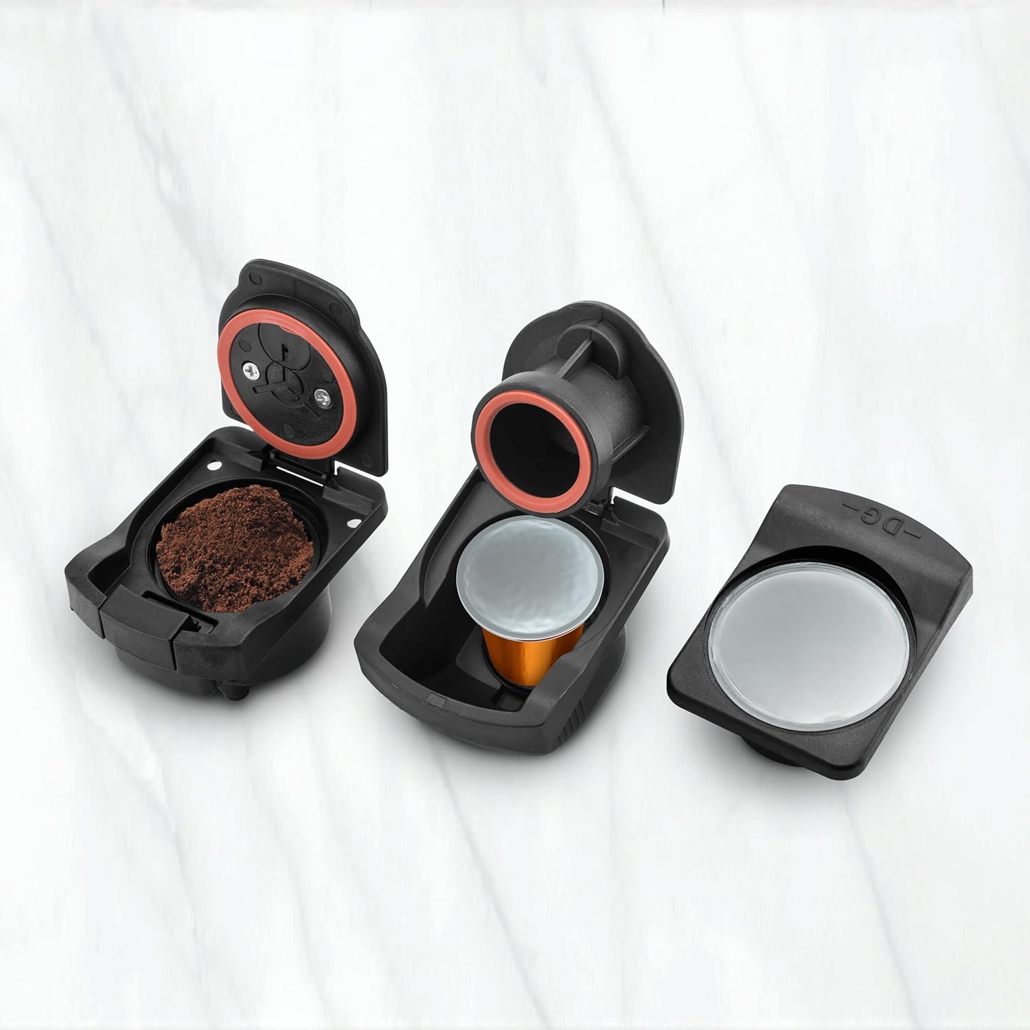 Ufesa Bellagio 3-in-1 Multi-Capsule Coffee Machine for Nespresso Original Capsule, Dolce Gusto or Ground Coffee, Digital Touch Panel with 7 Levels, 1 L Water Tank, 1400 W, 15 Bar Pressure, Compact