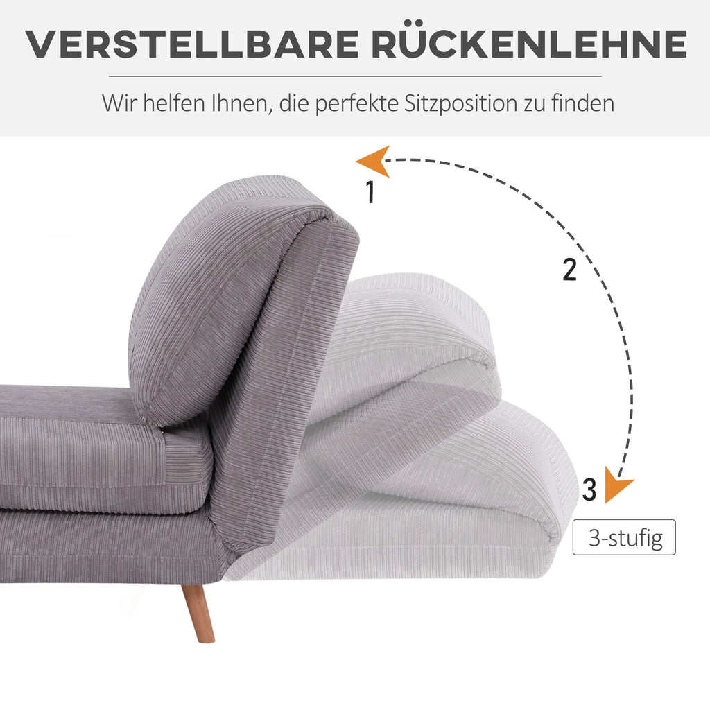 HOMCOM Poltrona Letto Divano Letto 2 in 1 Schienale Regolabile Grigio Chiaro