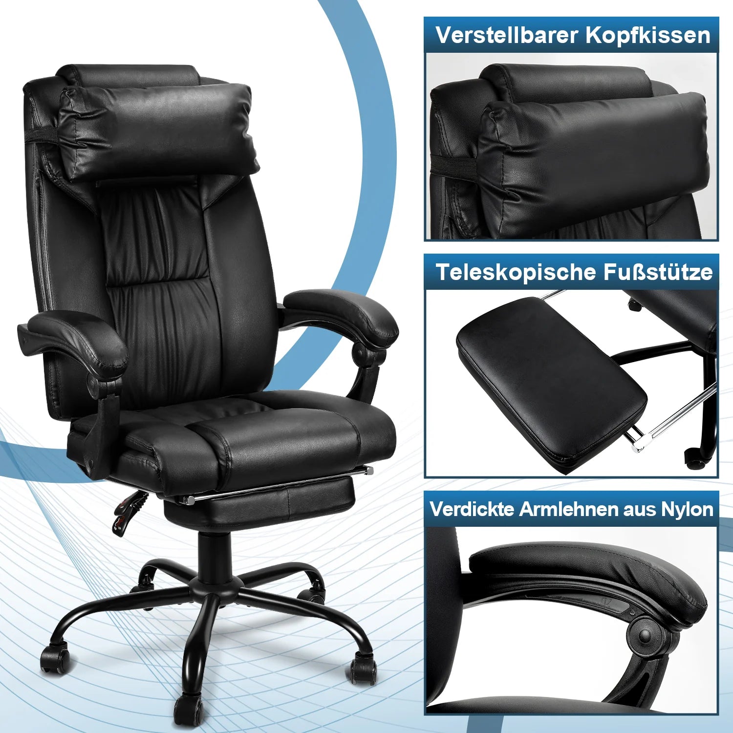 Sonnewelt Sedia girevole regolabile in altezza Sedia da ufficio girevole a 360°