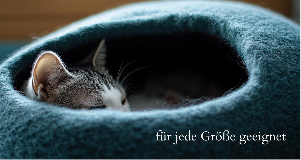 ecocasa Cuccia Casetta per Gatti Cuscino per Gatti XL – anche per Gatti Grandi – Esterno Robusto e Interno Morbidissimo – Fatto a Mano in Lana Neozelandese – Blu Oceano