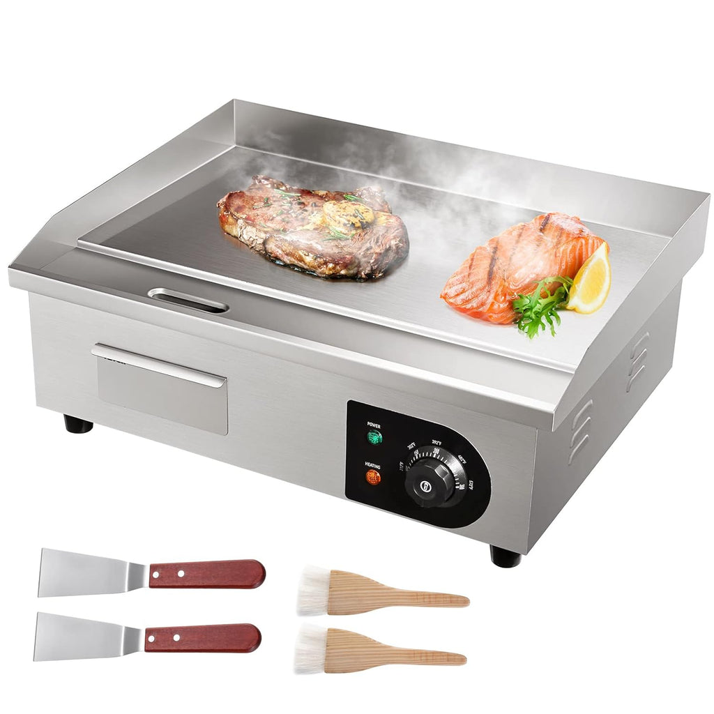 VEVOR Barbecue Elettrico 54 x 30 cm, Piastra Elettrica 3000W, Piastra di Cottura Commerciale in Ferro, Temperatura Regolabile 50 – 300 °C, Facile da Pulire per Barbecue