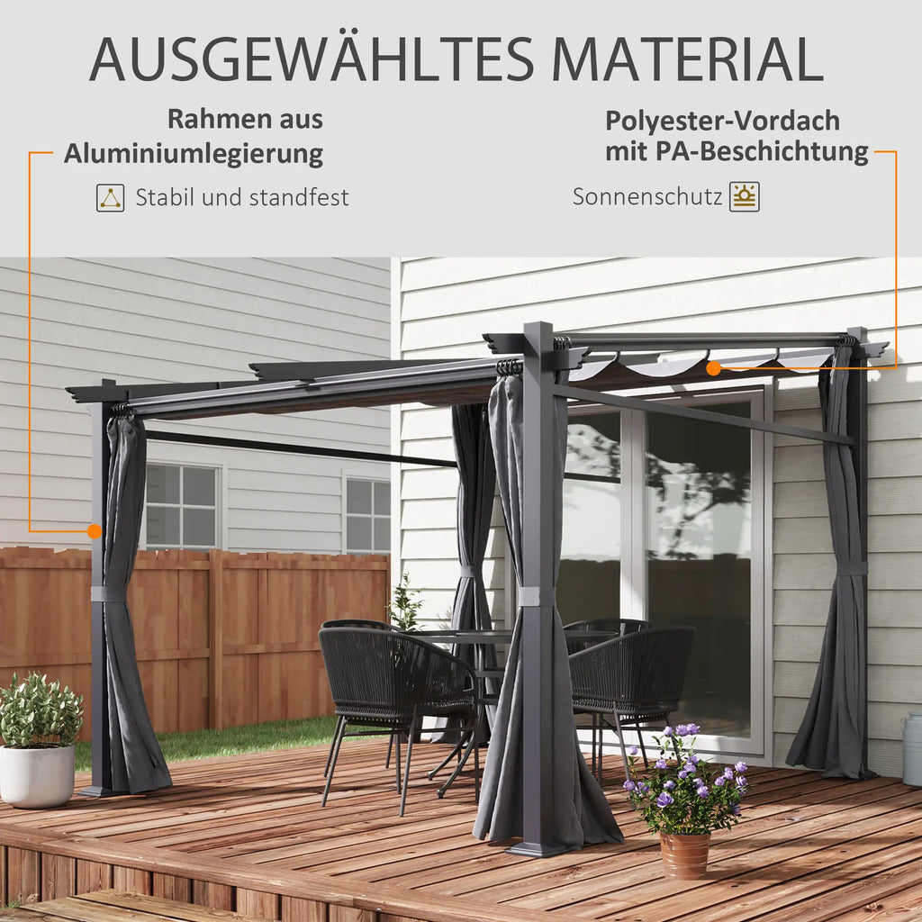 Pergola Outsunny con tetto retrattile e sistema a fune