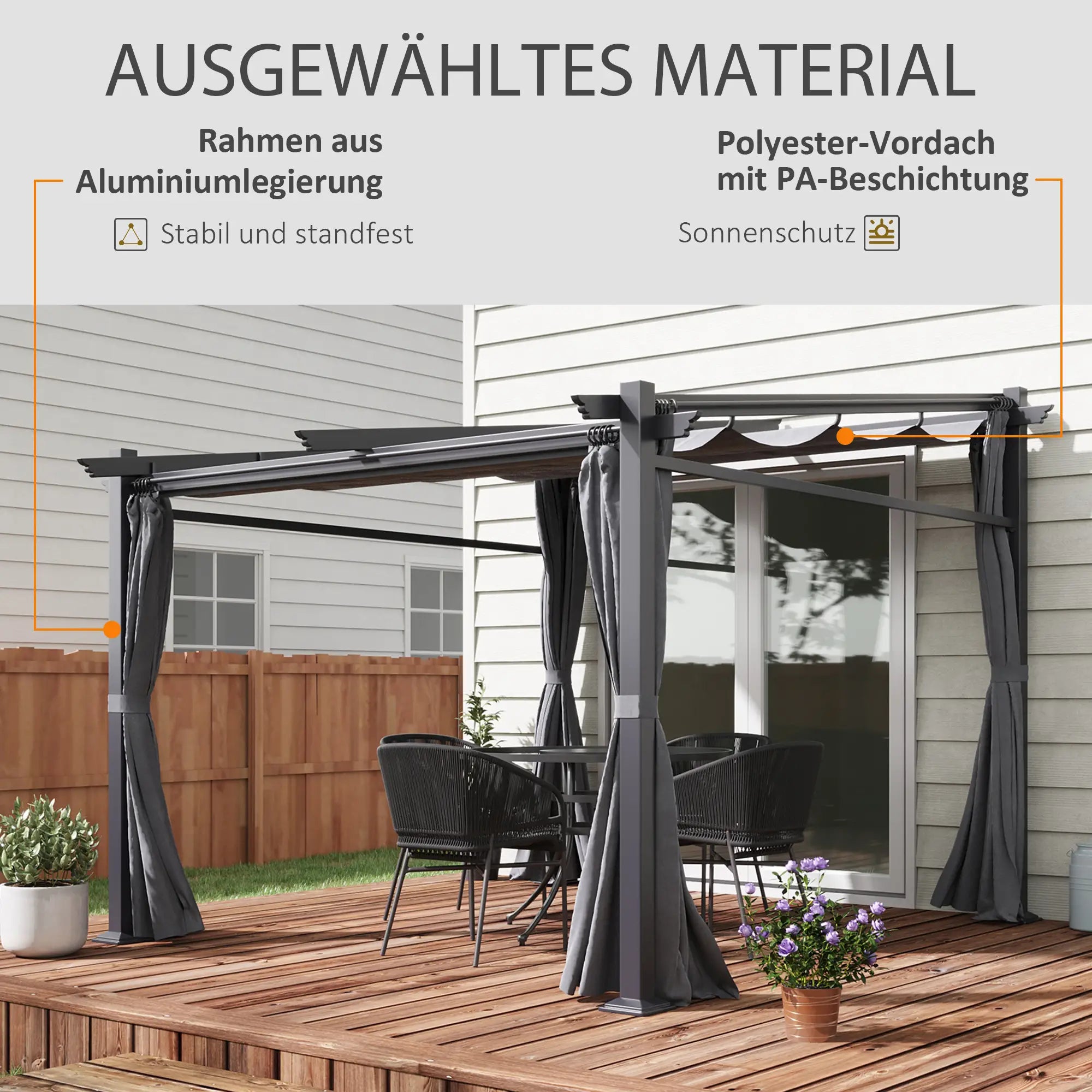 Pergola Outsunny con tetto retrattile e sistema a fune