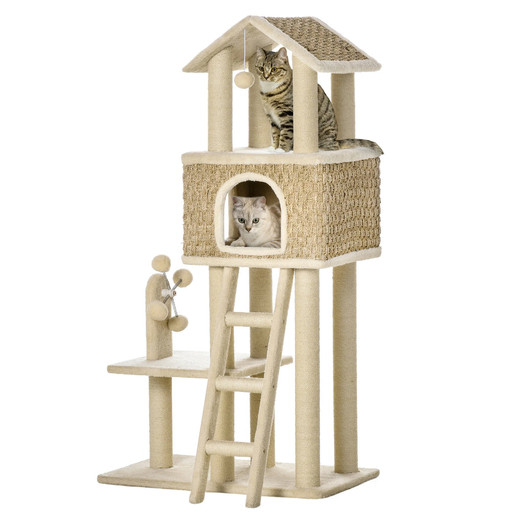 PawHut Tiragraffi Cuccia Gatto 2 in 1 con Pali in Sisal