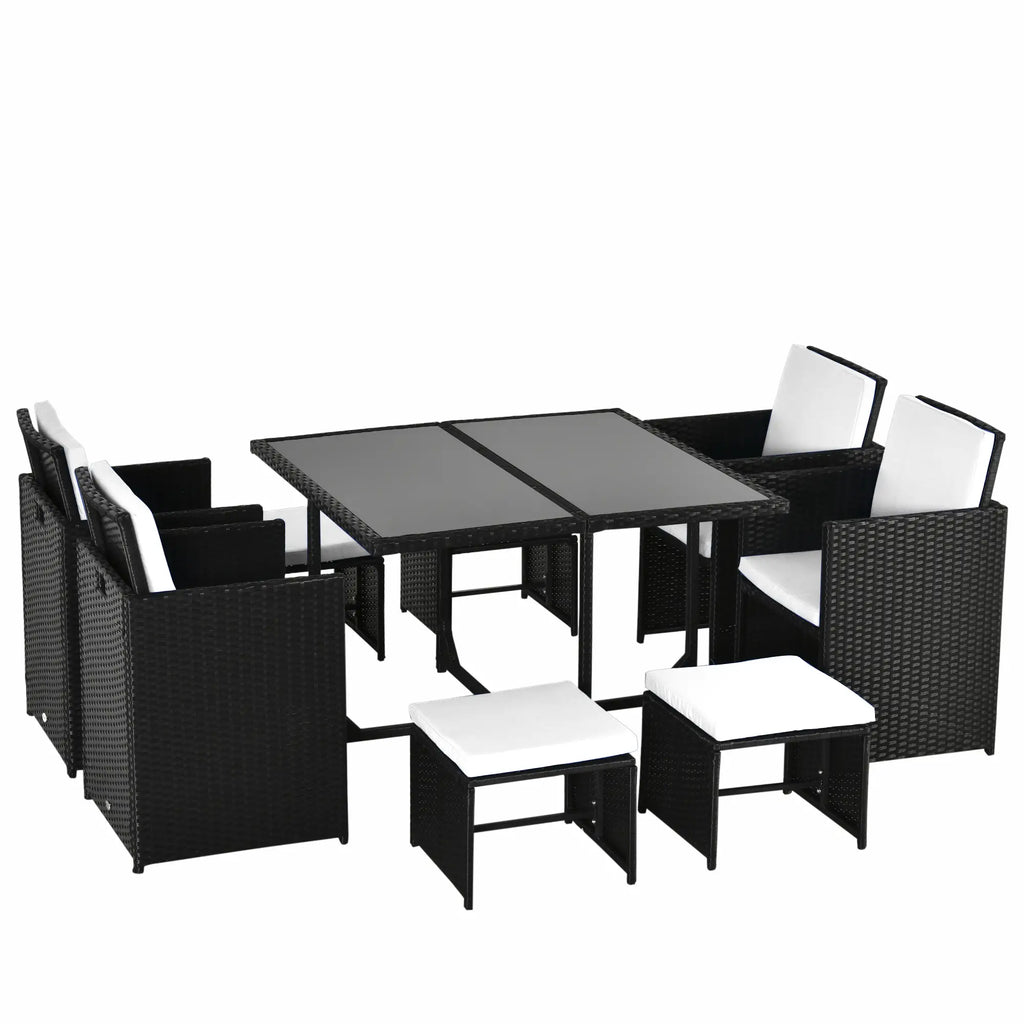 Set mobili da giardino in polyrattan Outsunny 9 pz. salvaspazio resistente alle intemperie