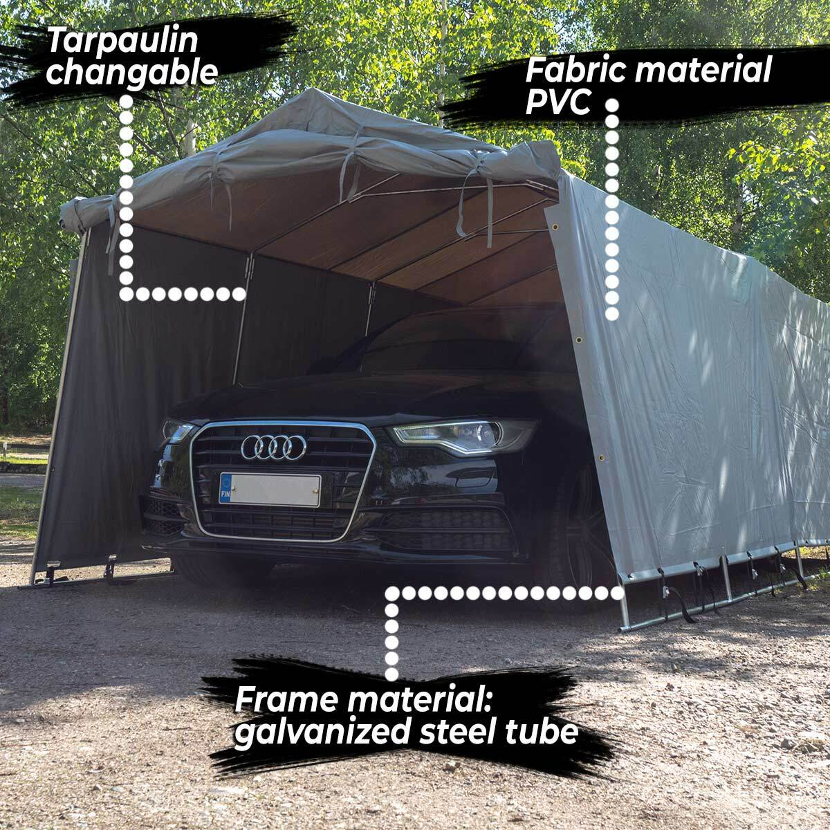 Fornorth Tenda garage 2,7x5,1m, grigio chiaro