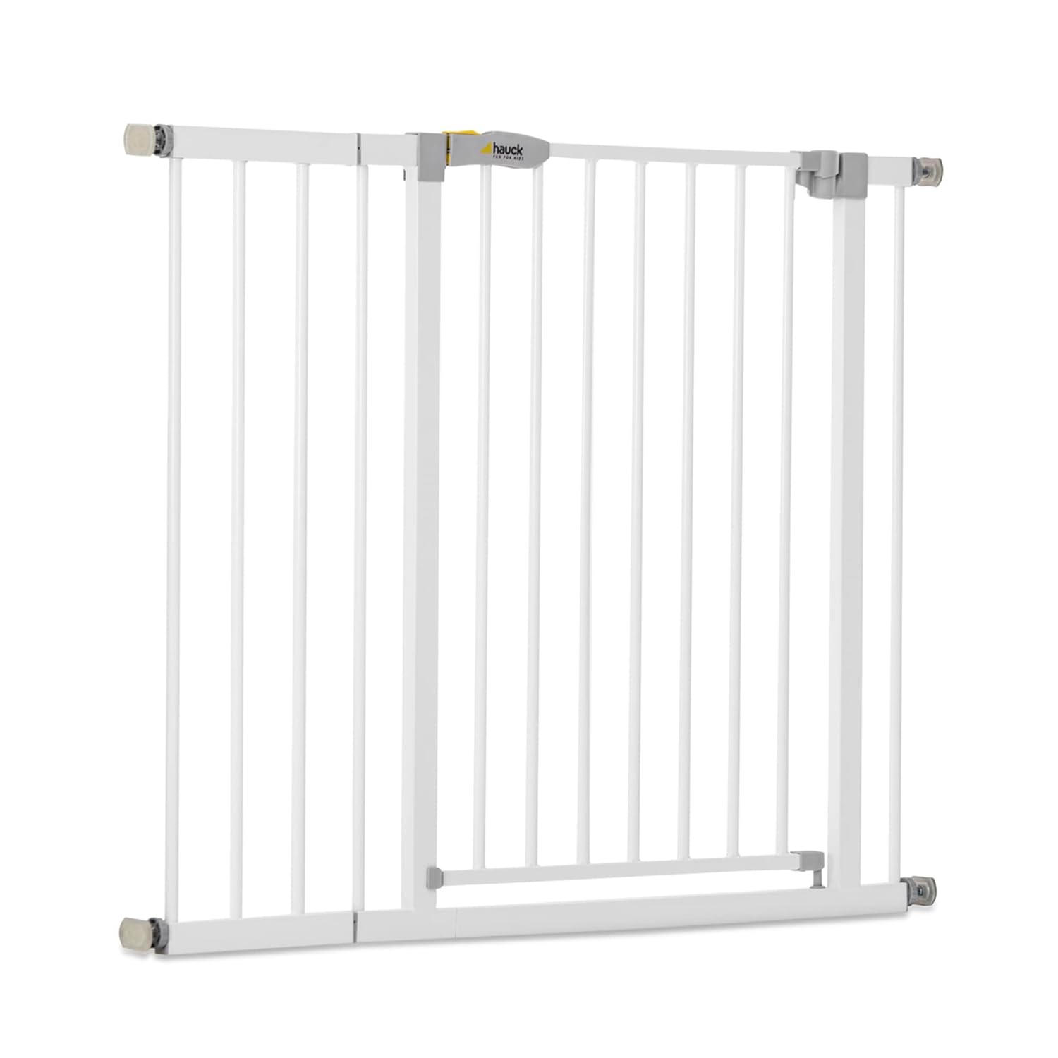 hauck Cancello di sicurezza / barriera di sicurezza Open N Stop KD con estensione da 21 cm per larghezze 96-101 cm, senza forare, 0-24 mesi, apertura con una mano, orientabile su entrambi i lati, metallo (bianco)