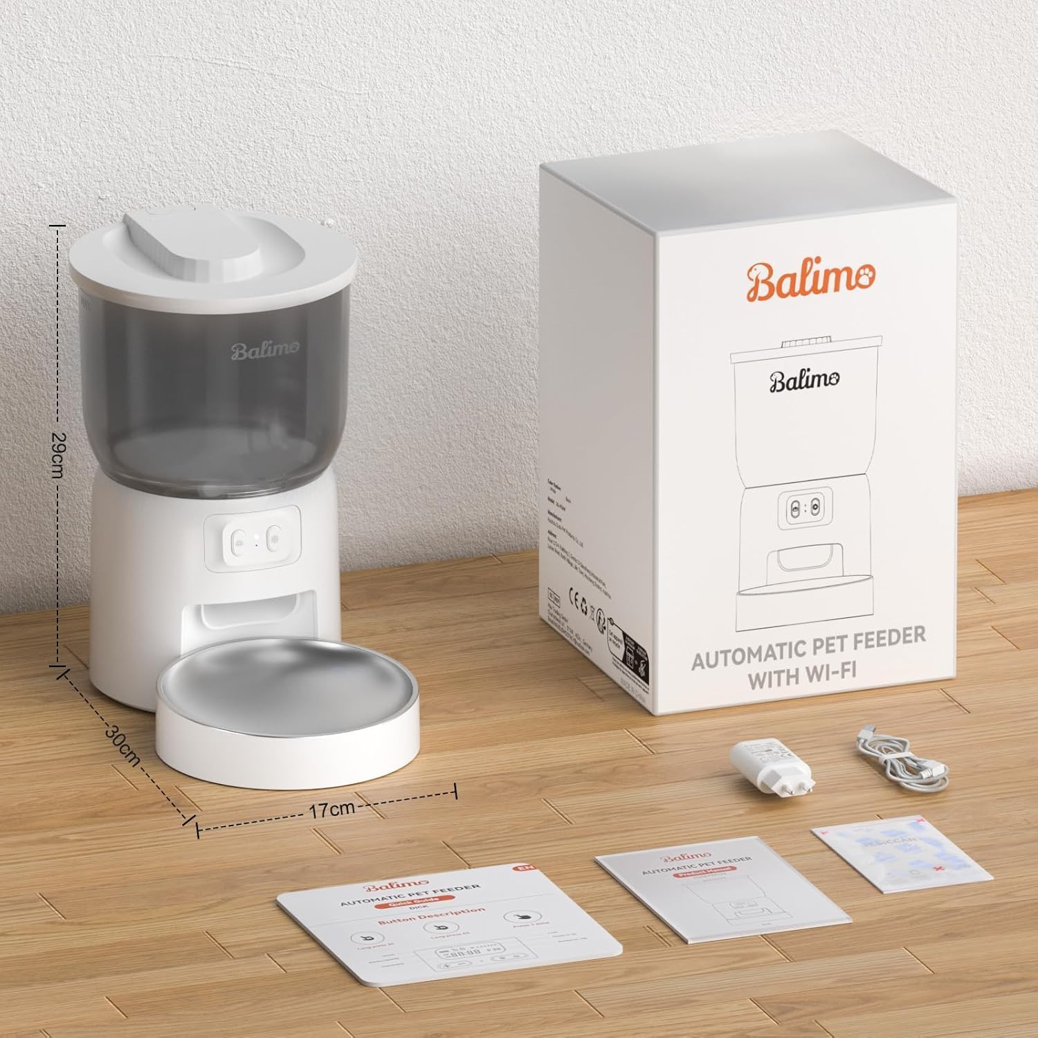 Balimo Futterautomat Katze mit HD 1080P Video, 2,4 G WLAN Katzenfutter Automat mit APP Steuerung und Nachtsicht, 4L futterspender Katze, Katzen Futterautomaten mit Edelstahlnapf, 8 Mahlzeiten pro Tag