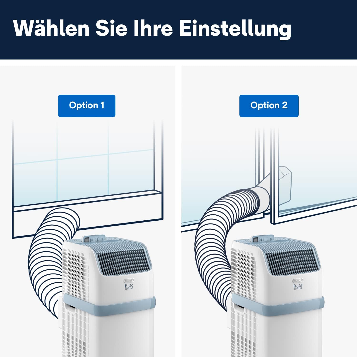 De'Longhi Pinguino PAC EM82, Condizionatore Portatile per ambienti fino a 80 m, 9.400 BTU, 2,4 kW, 63 dB, Funzione Deumidificatore, Classe Energetica A, Timer 24h, Bianco