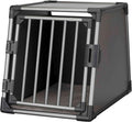TRIXIE Hunde-Transportbox Aluminium in silber – M: 55 × 62 × 73 cm, stabile und geräuscharme Hundebox mit abgeschrägten Seiten, Sicherheitsverschluss & rutschfester Liegematte – 39342