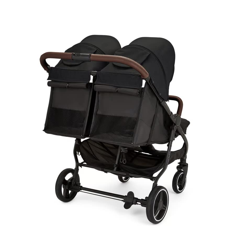 Ickle Bubba Venus Prime Passeggino Gemellare - Adatto dalla Nascita fino a 15 kg (circa 3 anni), Passeggino Leggero Pieghevole per Gemelli con Culla Morbida per Neonati, 2 Coprigambe e Parapioggia (Nero)