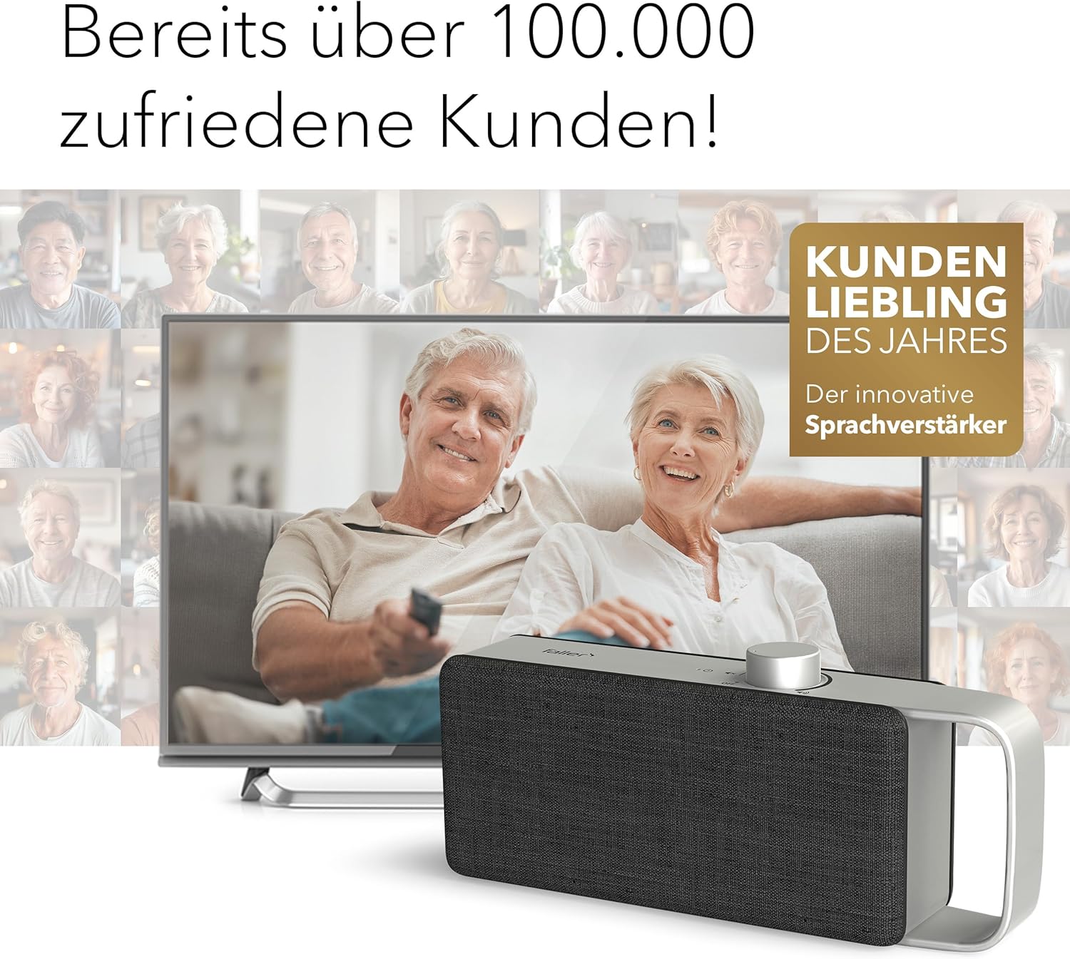 faller Oskar Altoparlante/Soundbar TV con Clear Voice (portatile, senza fili, facile da usare, alloggiamento in alluminio)
