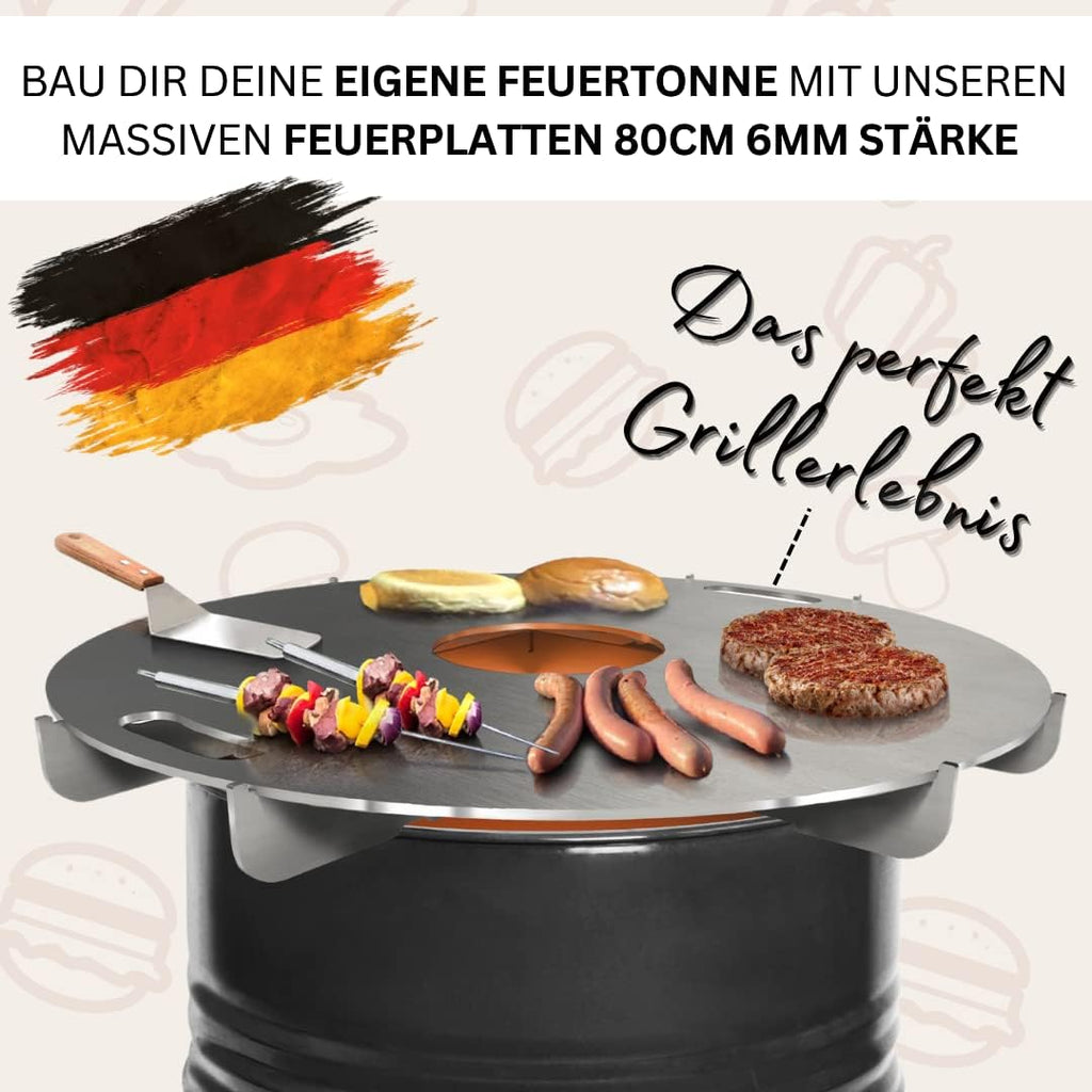 Terma Accessori Tagliere in legno Cucina da esterno, piastra plancha, grill con piastra in ghisa, ripiano per piastra in ghisa, braciere con griglia, anello per griglia per braciere