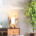Lampada da tavolo con radici BION altezza 70 cm | Paralume: Naturale
