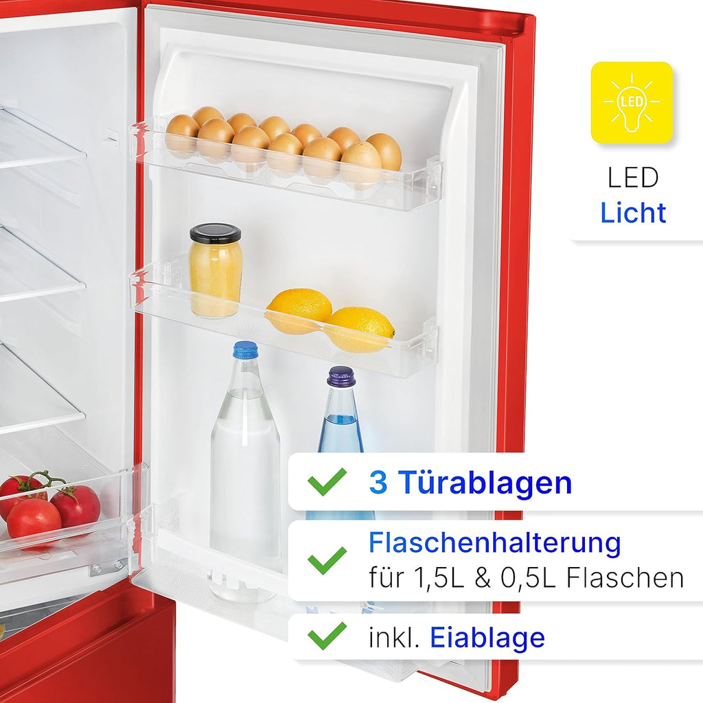Bomann Frigo-Congelatore KG 320.2, 143 cm di Altezza, Frigo-Congelatore con Capacità 175 Litri, 3 Ripiani e 3 Cassetti, Cerniera della Porta Reversibile, Frigo-Congelatore Silenzioso 39 dB, Nero