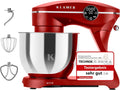 KLAMER Robot da Cucina 1800W, Impastatrice per Pane con Ciotola in Acciaio Inox da 6 L, 10 Velocità con Timer, Movimento Planetario, Frusta a Filo, Gancio Impastatore, Frusta Piatta e Coperchio Paraspruzzi (nero)