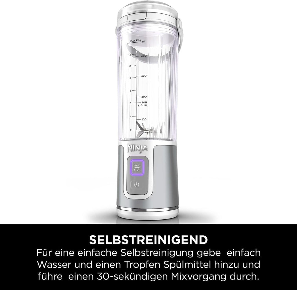 Ninja Blast Frullatore Portatile / Frullatore a Immersione / Frullatore per Smoothie, Tazza da 530 ml, Coperchio a Prova di Perdite, Mini Frullatore Potente, Senza Fili e Ricaricabile, Trita Ghiaccio e Frutta, Nero, BC151EUBK