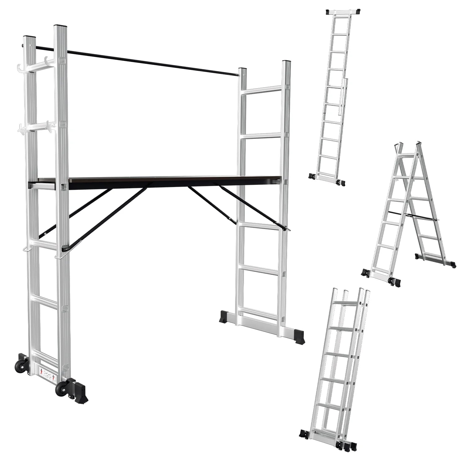 Sonnewelt Gerüst 4 in 1  Alu Multifunktionsleiter 6+6 Stufen