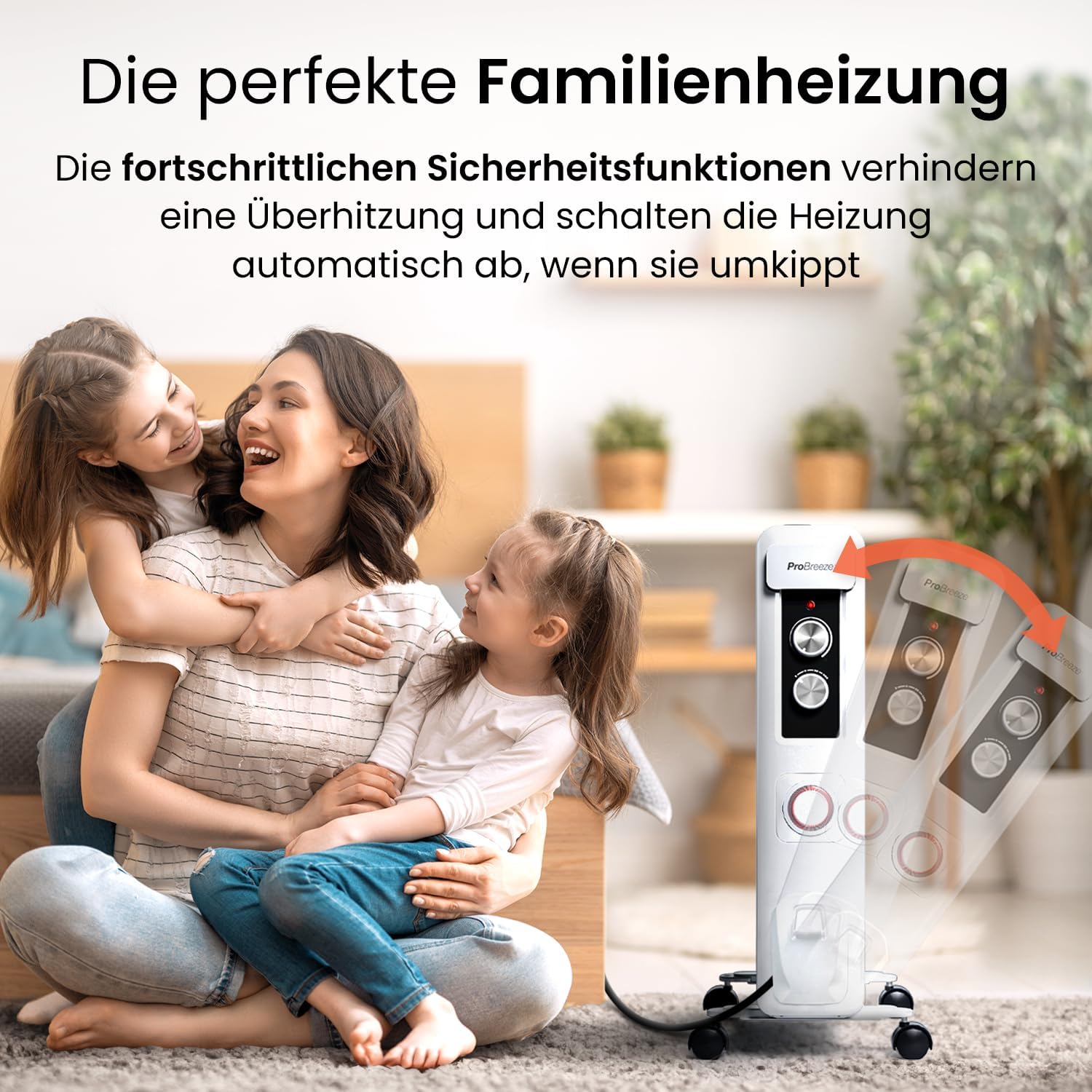 Pro Breeze Radiatore a Olio 2500W con 11 Elementi Riscaldanti, Stufetta Elettrica, Timer 24h, Termosifone Elettrico a Basso Consumo, 3 Livelli di Potenza, Termostato Regolabile e Funzione di Spegnimento di Sicurezza