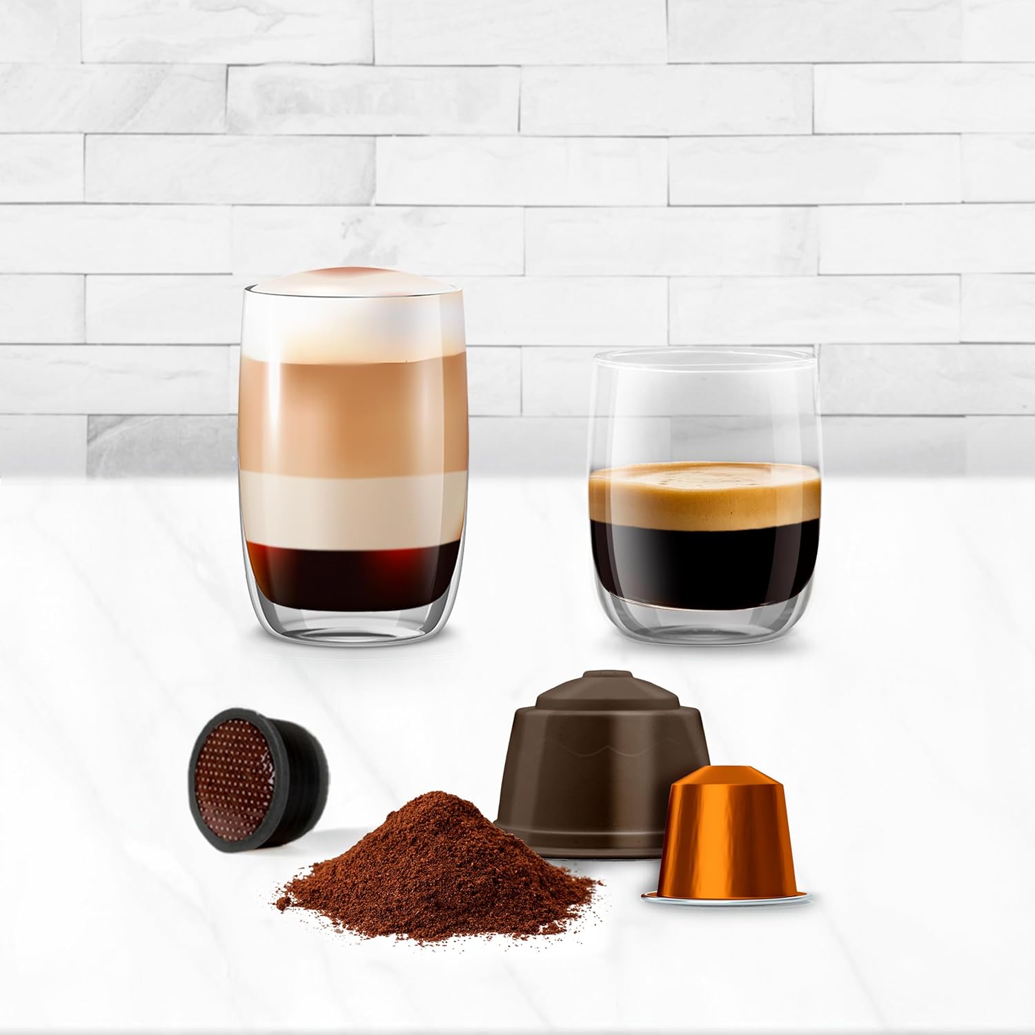 Ufesa Bellagio 3-in-1 Multi-Capsule Coffee Machine for Nespresso Original Capsule, Dolce Gusto or Ground Coffee, Digital Touch Panel with 7 Levels, 1 L Water Tank, 1400 W, 15 Bar Pressure, Compact