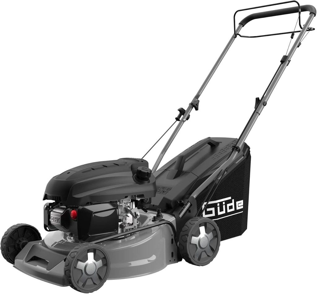 Güde Benzin Rasenmäher Eco Wheeler 415 R 3in1 mit Antrieb Radantrieb | 42cm | 144,3ccm | 3PS | Leichtstart | 40 Liter Korb | Stahlgehäuse | 6-fache Verstellung | Mulchfunktion | Reinigungsanschluss