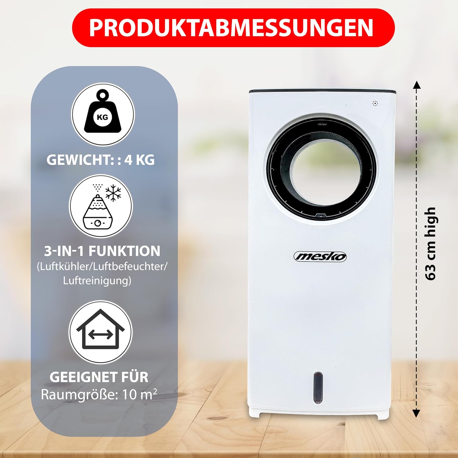 JUNG LIFEAIR Condizionatore Portatile Senza Tubo di Scarico, con Telecomando, Timer 15,5 ore, 60 dBA, 2in1 - Raffrescatore, Ionizzatore, Ventilatore Portatile con Raffreddamento ad Acqua, Climatizzatore Portatile Silenzioso