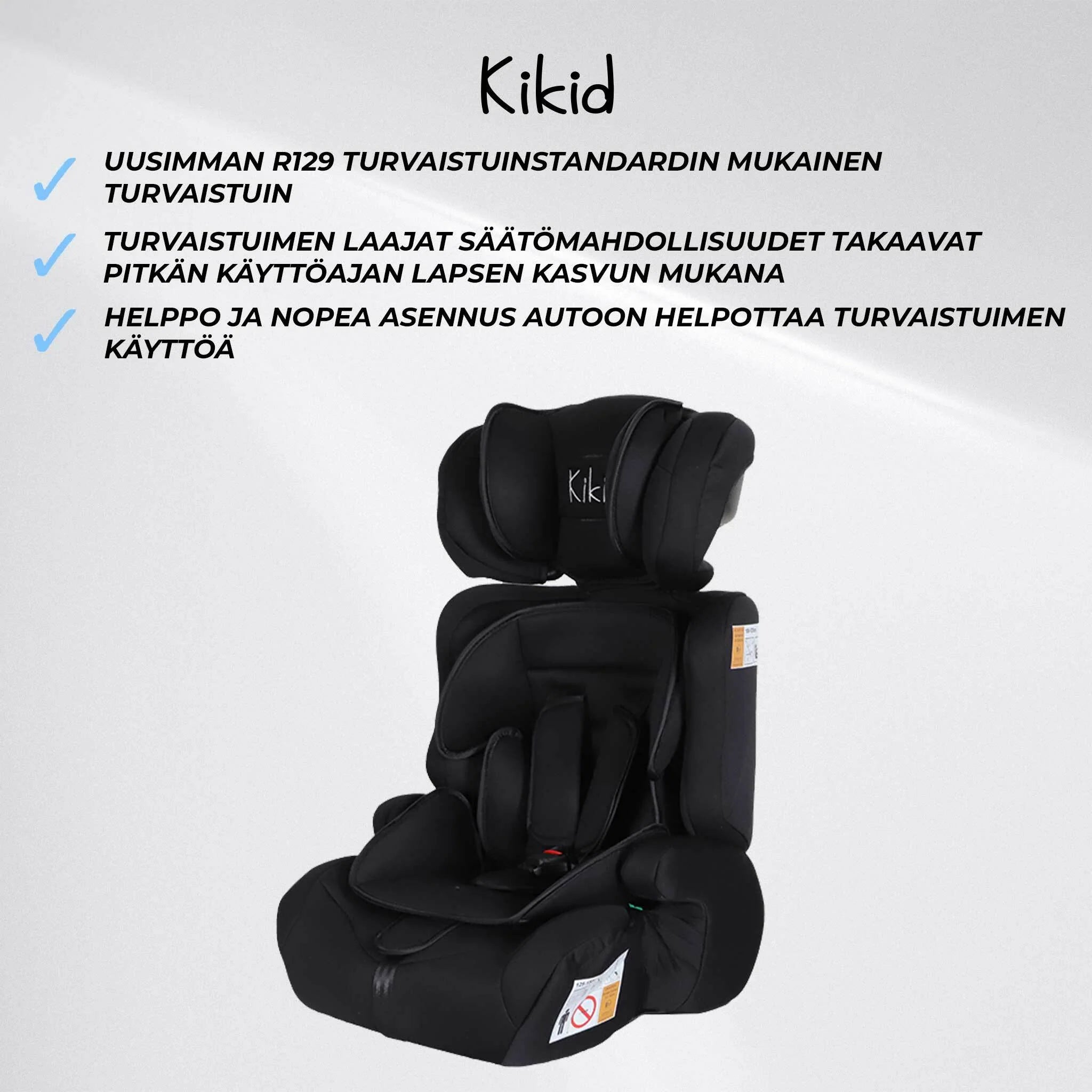 Kikid Kindersitz Basic 76-150cm R129, schwarz