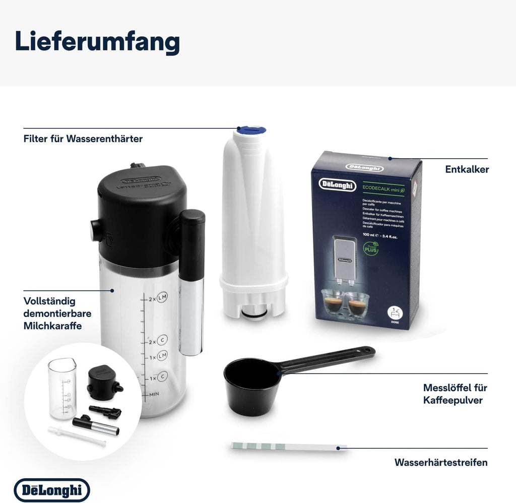 De'Longhi Magnifica Evo ECAM 292.81.B Macchina da caffè automatica con sistema LatteCrema per il latte, 7 tasti a selezione diretta per cappuccino, espresso e altre specialità di caffè, funzione 2 tazze, nero