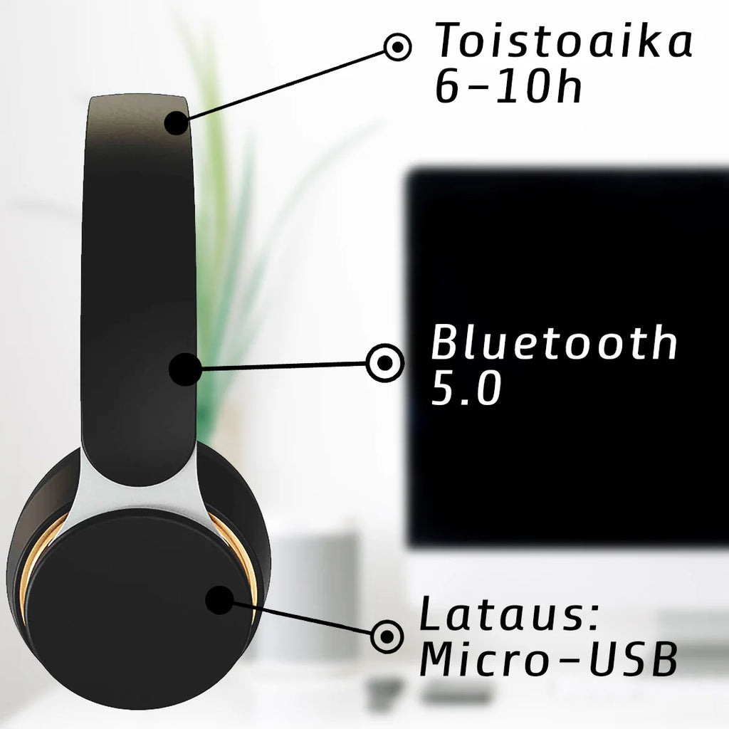 Kuura Bass Bluetooth Kopfhrer, Schwarz