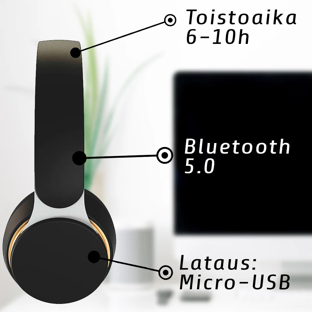 Kuura Bass Bluetooth Kopfhrer, Schwarz