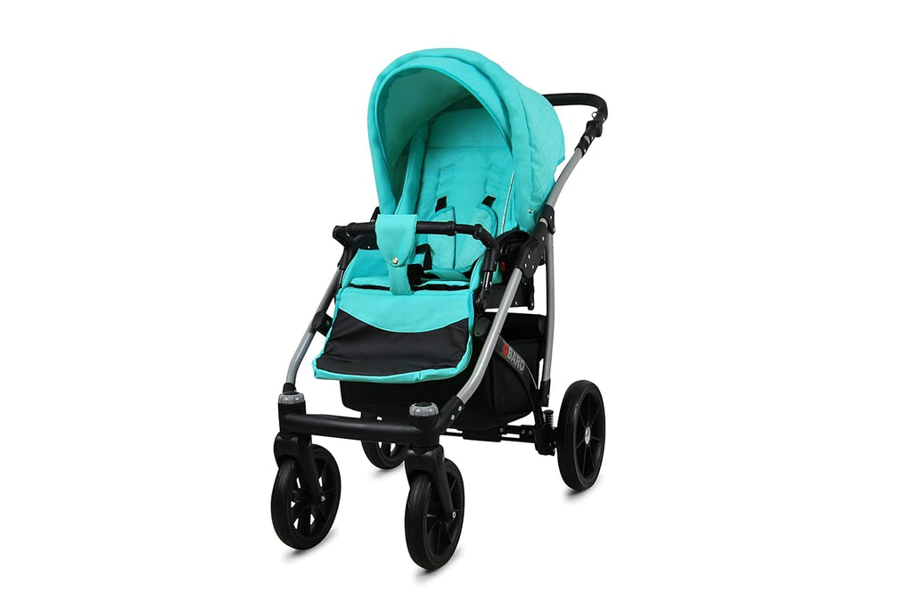 BabyLux® Bambimo Kinderwagen Set 3 in 1 - Qbaro - incl. Babywanne, Buggy Sportsitz, Auto-Babyschale - Autositz - Kinderwagenset - Kombikinderwagen mit Wickeltasche, Regenschutz usw.